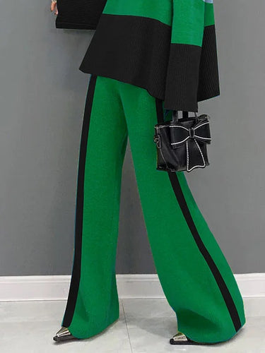 High Waisted Loose Contrast Color Pants Trousers