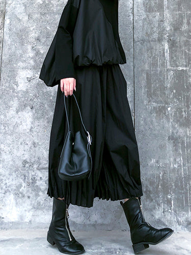 Stilvolle schwarze, feste Farbe mit hoher Taille Wide Bein Hosen