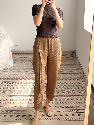 Harem Hosen Neunte Hosen mit fester Farbe der neunten Hose plisdern