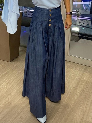 Tasche a pieghe con abbottonate con abbottonate con abbottonate con pantaloni di colore solido