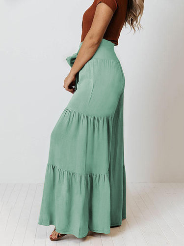 11 Farben Einfache hohe taillierte Feste Farbe Casual Wide Leg Hosen
