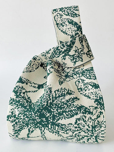 コントラストカラー印刷された織物バッグハンドバッグ