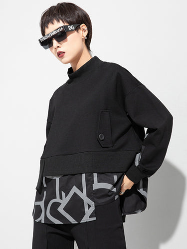 オリジナルのスプリットジョイントFalse Two Sweatshirt Tops