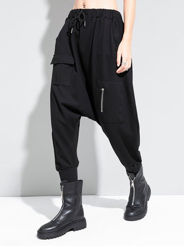 Pantalon harem à élasticité solide simple