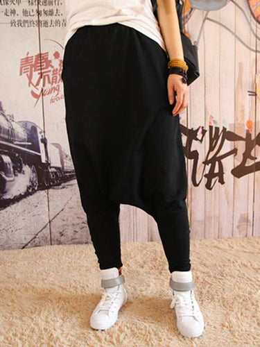 Pantalon de harem en vrac de couleur unie