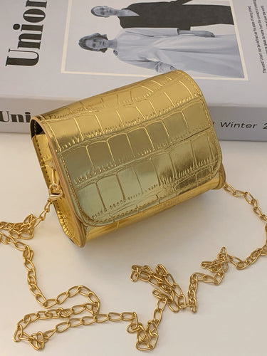 チェーン光沢のあるスプリットジョイントバッグクロスボディバッグ