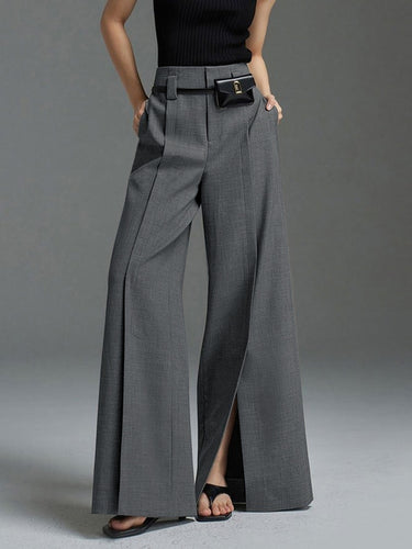 Pantaloni larghi sciolti pantaloni a vita piena di pieghe ad alta