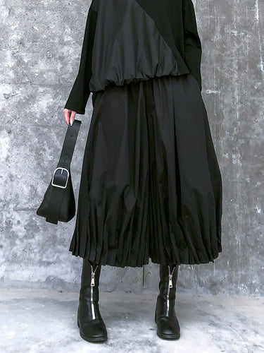 Stilvolle schwarze, feste Farbe mit hoher Taille Wide Bein Hosen