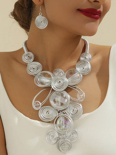 Handwerker Edelsteinkette und Ohrring -Set