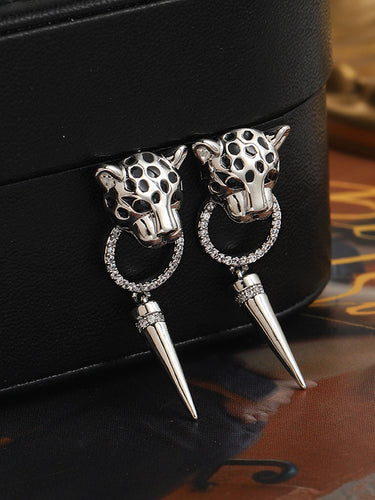 Accesorios de pendientes de tendencia de leopardo geométrico