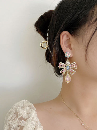 Aussage Pink Bow-Embellished Ohrrings Accessoires