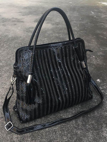 Sac en cuir à épaules à rayures à joint fendu