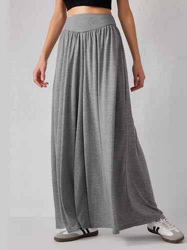 Hohe taillierte lockere Falten-Taschen Feste Farben Split-Gelenkhosenhosen Hose