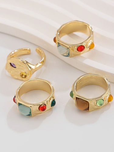 Accessori sugli anelli di pietre di corna geometrica