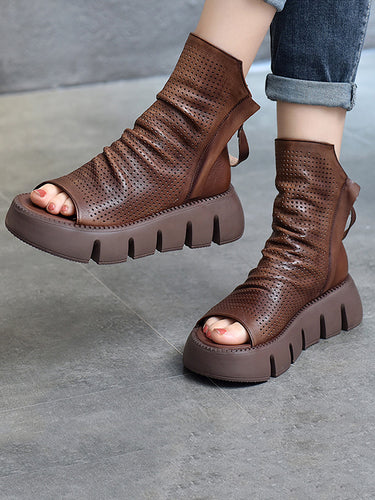 Scarpe per piattaforma cavillo marrone nera urbano