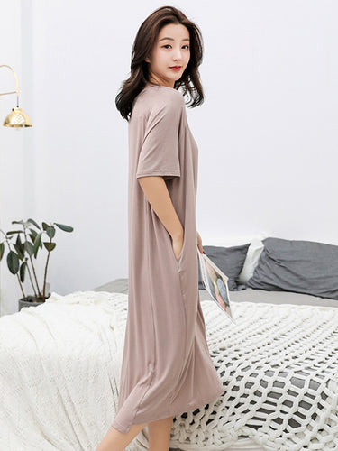 Robe pyjamas à col rond