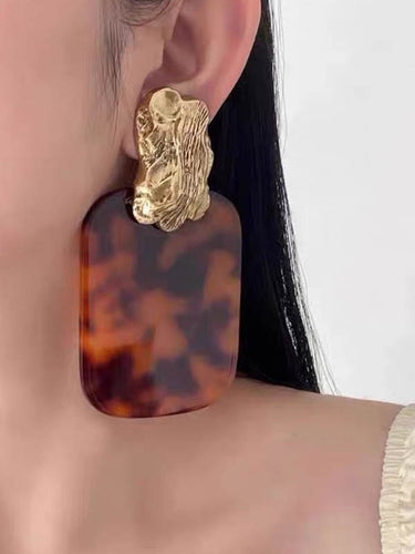Geometrischer Leopard-Falten-Split-Gelenk-Drop-Ohrringe Ohrringe Accessoires