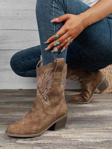 Pompes de bottes à joint fractionnées à pied rond brodées