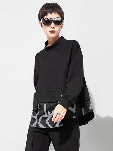 オリジナルのスプリットジョイントFalse Two Sweatshirt Tops