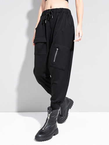 Pantalon harem à élasticité solide simple