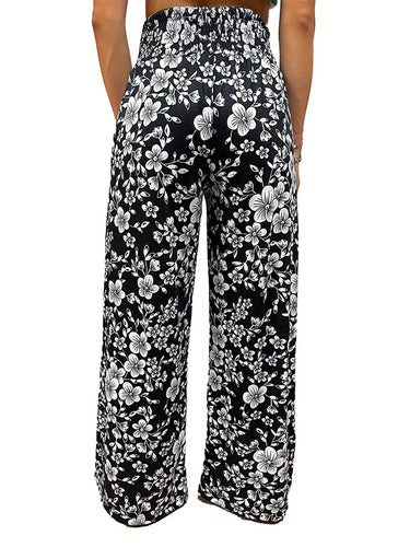 Élasticité lâche haute taille imprimé pantalon pantalons pantalons pantalons pantalons