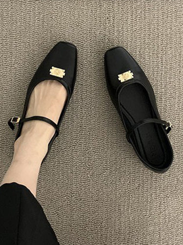 الدانتيل الضحل المقطوع مقسمة أحذية مسطحة مربعة