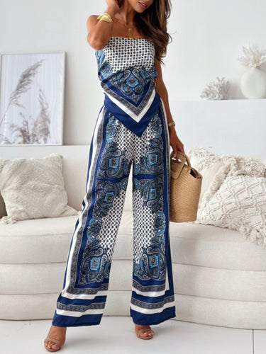 Mode gedruckte Look-Younger-Gurte Weste Top & Casual Hosen Bottoms Zwei Stücke Set Set