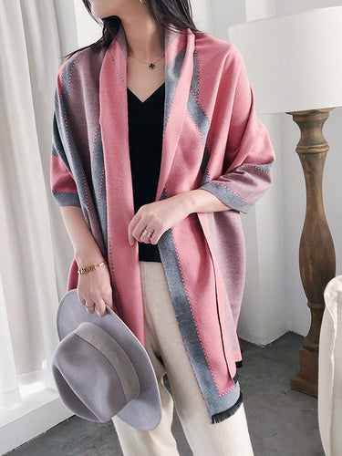 وشاح مطبوع ثقيل دافئ