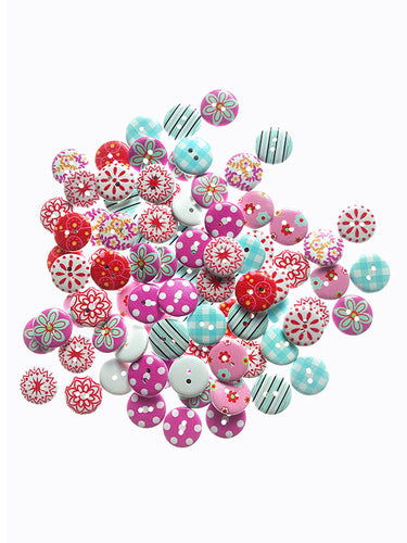 100pcs ملحقات ملحقات زخرفة مطبوعة مخطط ملونة الأزرار