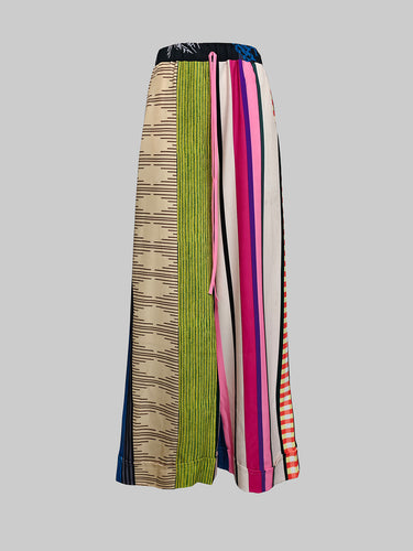 Lose Weitbeinkontrast Farbkordelgedruckte Streife Casual Hosenboden Hose