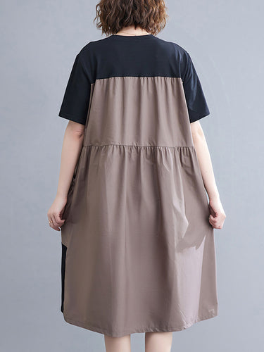 Vestido Midi de cor de contraste solto original da junta solta