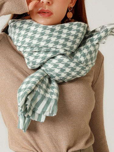 Houndstooth com franjas Mantenha o lenço de xale quente