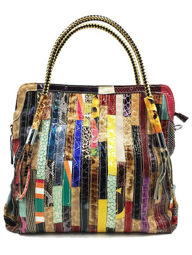 Sac en cuir à épaules à rayures à joint fendu
