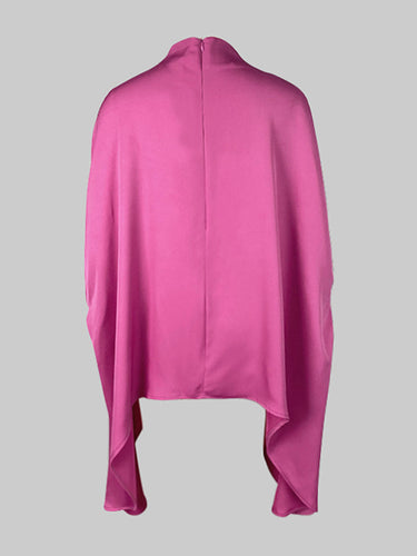 Mangas de bateo de bateo recorte irregular de color sólido collar blusas camisas