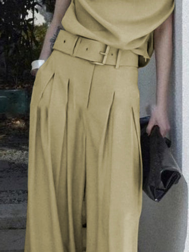 Lose Weitbein mit Fehlfarben Falten -Color Casual Hosenboden