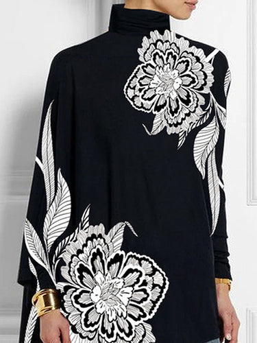Mangas de bateo de bateo Floral Floral Floral Floral Floral Camisetas de cuello alto de unión dividida
