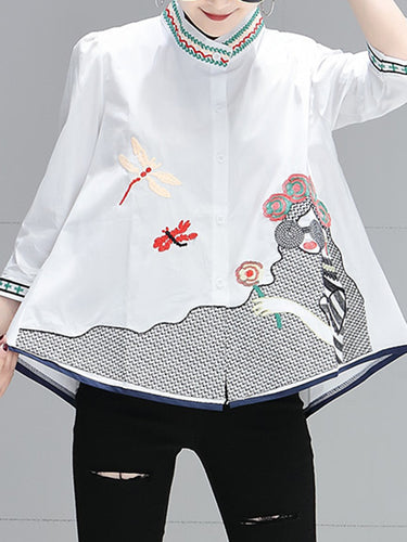 Taille plus lâche Broided Figure Stand Colliers et chemises