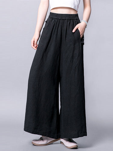Vintage lose 3 Farben Ramie Baumwollweite Beinhosen
