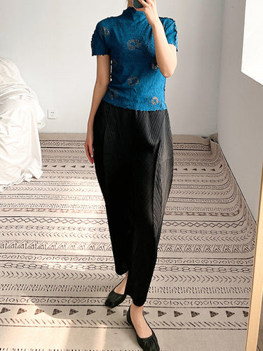 Harem Hosen Neunte Hosen mit fester Farbe der neunten Hose plisdern