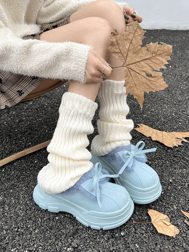 Bowknot Round-Toe Split-Joint Platform Shoes Slippers & Mules