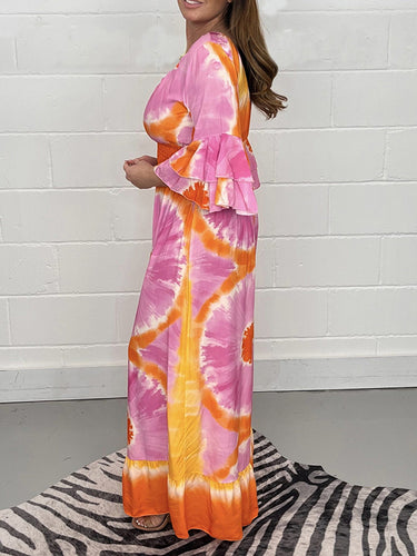 الأكمام المشوقة فضفاضة طباعة مقسمة ثلاثية المفصلات