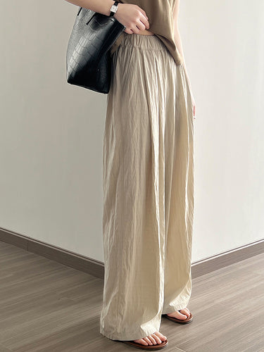 Élasticité large de la jambe large haute pantalon pantalon décontracté pantalon pantalon