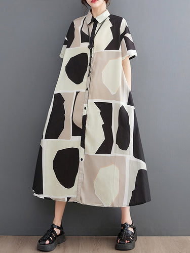 Robes midi à revers imprimées surdimension