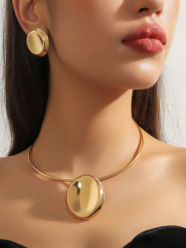 Accesorios de aretes de color sólido geométrico + accesorios de collares tres piezas
