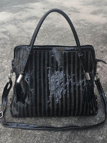 Sac en cuir à épaules à rayures à joint fendu