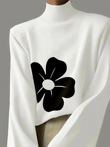 Maniche svasate a maniche lunghe con stampa fiore toppa