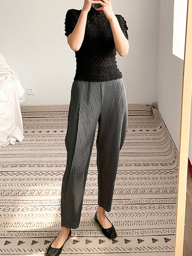 Harem Hosen Neunte Hosen mit fester Farbe der neunten Hose plisdern