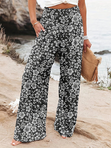 Élasticité lâche haute taille imprimé pantalon pantalons pantalons pantalons pantalons