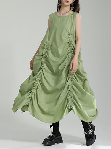 مرونة غير متماثلة فضفاضة بلا أكمام مطوية بلون صلب مستدير