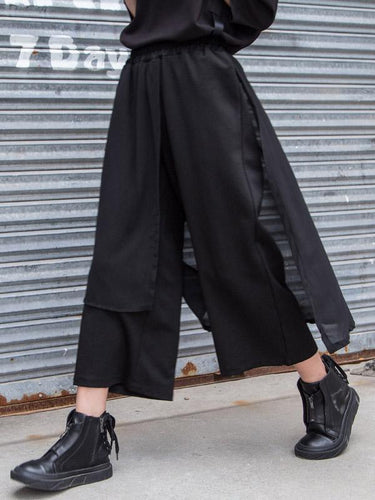 Chiffon Split-Gelenk asymmetrische Weitbeinhosen